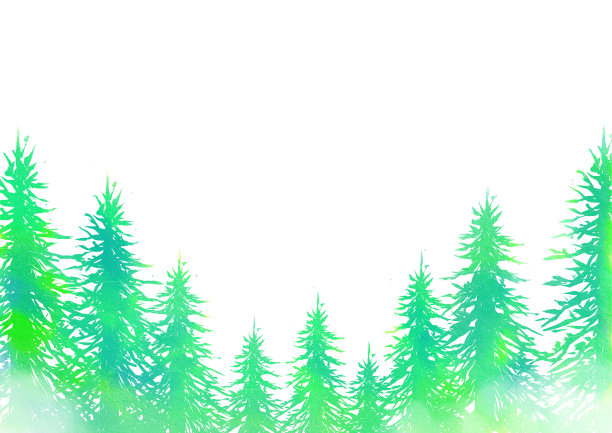 用水彩画的森林插图。框架。图片下载