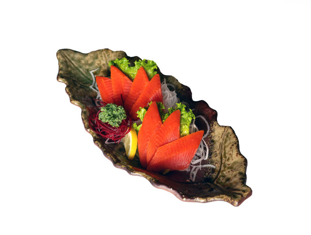 白底野生三文鱼刺身图片下载