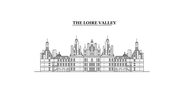 法国卢瓦尔河谷城市天际线孤立矢量插图，图标图片下载