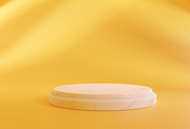白色大理石平台展示与黄色房间图片下载