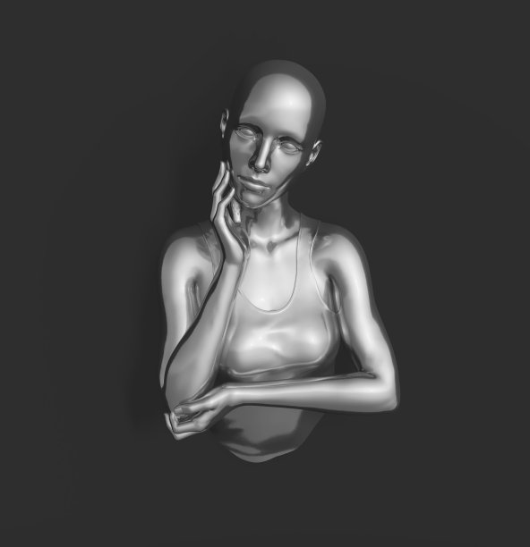 三维现代艺术的形象有光泽的金属女性形式图片下载