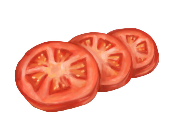 红色成熟的肉质番茄。白色背景上的数字插图图片下载