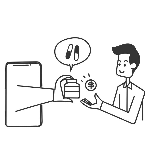 手绘涂鸦人们通过手机插画买药图片下载