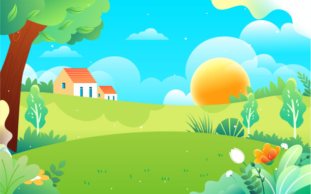 人们在春天旅行和旅行，以山脉和森林为背景，矢量插图图片下载