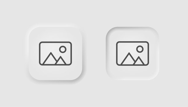 图像图标在新形态风格。商业图标，白色UI, UX。图片库符号。图片，相框，风景。Neumorphic风格。矢量插图。图片下载