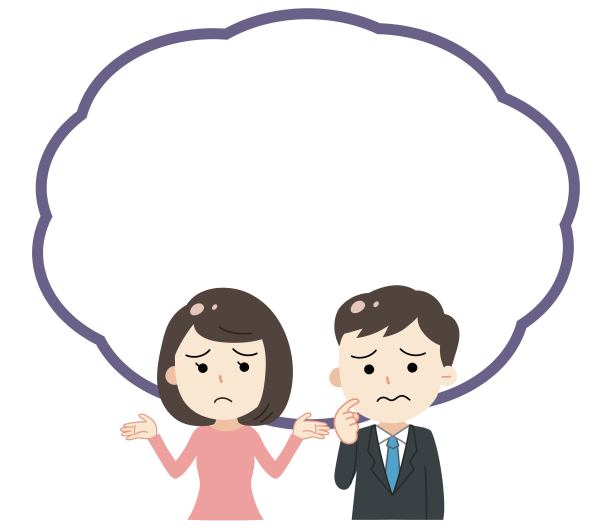 一对忧心忡忡的夫妇和一个言语泡沫的例子图片下载
