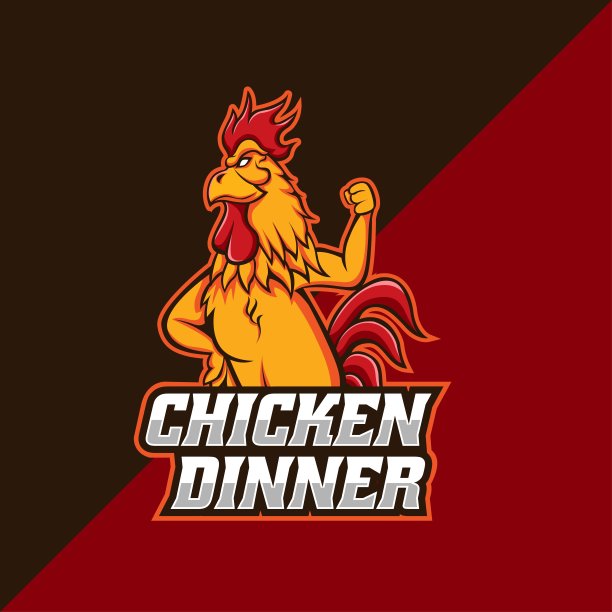 鸡吉祥物电竞标志模板图片下载