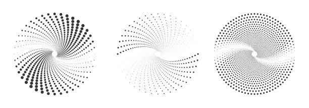 一组半色调圆形虚线框。框架，标志，网页，印刷品，海报，模板的设计元素。图片下载