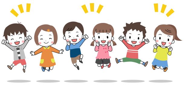 孩童微笑跳跃的插图素材图片下载