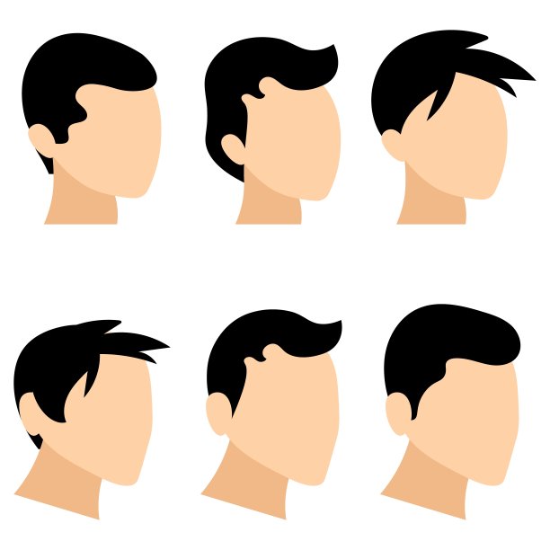 男人的发型。深色头发的男人。发型图标图片下载