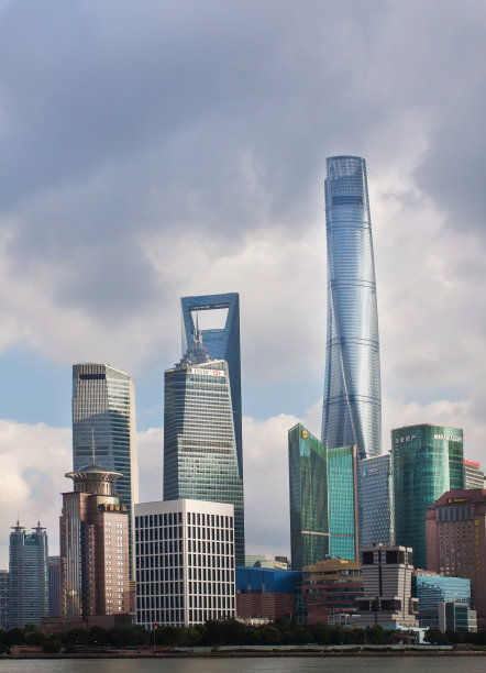 从上海现代摩天大楼俯瞰天际线图片下载