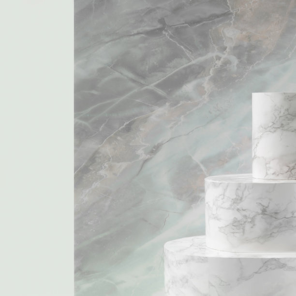 白色大理石圆柱化妆品展示台背景图片下载