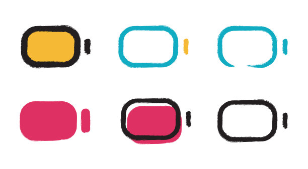 空电池图标设置与水墨笔刷纹理线条风格图片下载