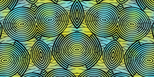 彩色非洲面料，无缝和纹理图案，黄色蓝绿色和黑色颜色，几何设计图片下载