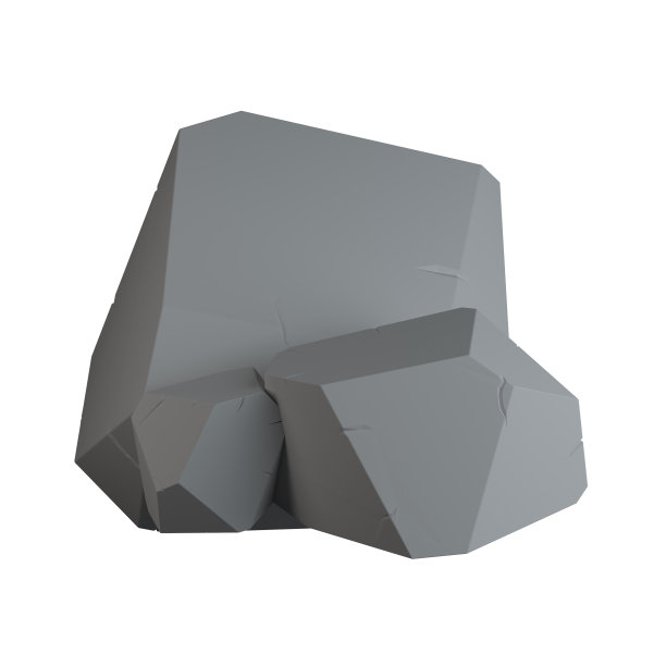 灰色的石头孤立在白色的背景上。三维渲染图片下载