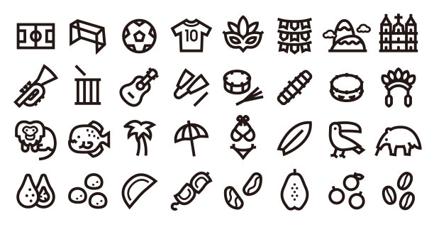 巴西图标套装(加粗线条版)图片下载