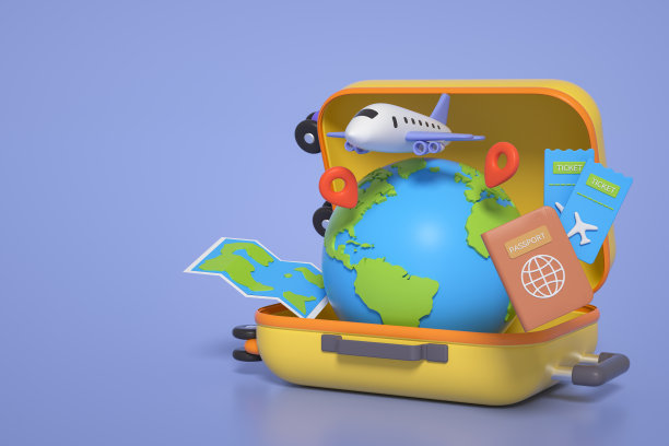 3D渲染的旅行元素场景图片下载