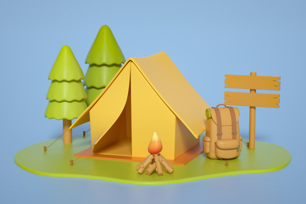 三维渲染露营场景背景图片下载