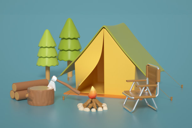 三维渲染露营场景背景图片下载