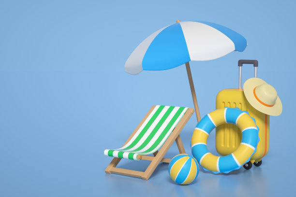 3D渲染的旅行元素场景图片下载