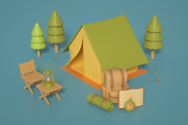 三维渲染露营场景背景图片下载