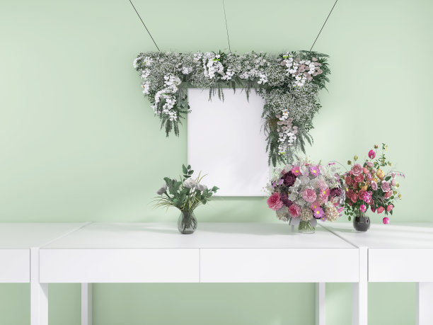 空模拟，花卉3d渲染，3d插图图片下载