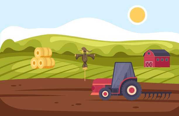 农田农业土地农村农民概念。矢量图形设计说明图片下载