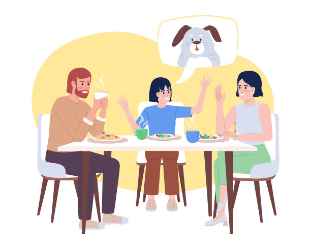 一起吃早餐二维矢量隔离图图片下载