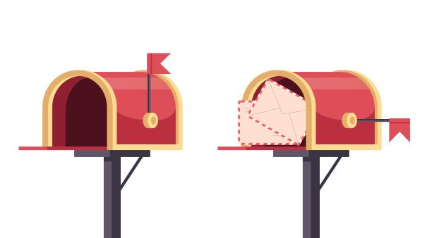 邮筒信箱，信箱，信箱，满，空信封的概念。矢量图形设计元素说明图片下载