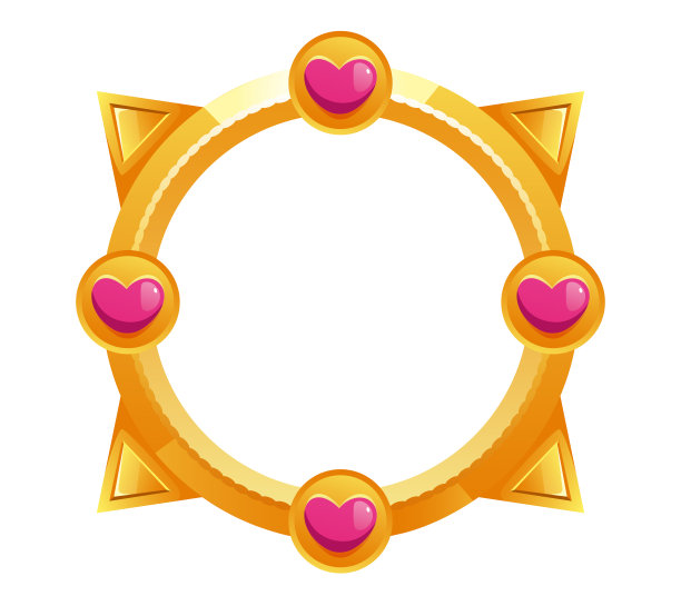 游戏框架圈图标头像黄金界面ui概念集。矢量图形设计元素说明图片下载