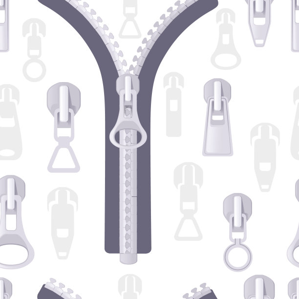 无缝模式不同类型的紧固件拉链矢量插图在白色背景图片下载