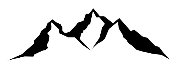 黑色剪影山峰景观横幅全景插图冒险旅行图标矢量为标志，孤立在白色背景图片下载