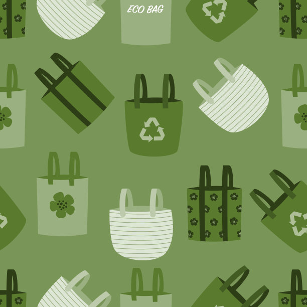 手提袋无缝模式。可重复使用的环保帆布袋。图片下载