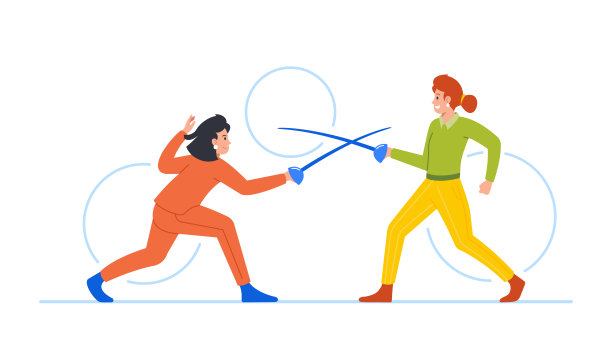 女商人角色参与决斗与剑展示竞争精神和敏捷，谈判技巧图片下载