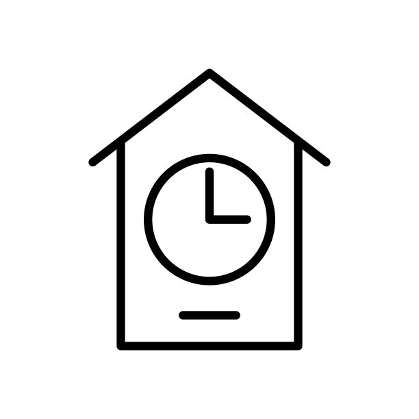 房屋时钟轮廓矢量图标：用于网页、移动应用和UI设计的房屋时钟库存矢量图标图片下载