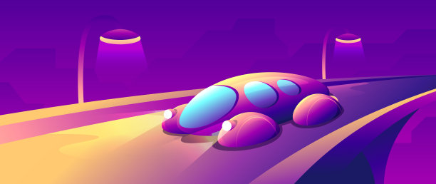 不同寻常的未来汽车行驶在一条空旷的高速公路上。图片下载