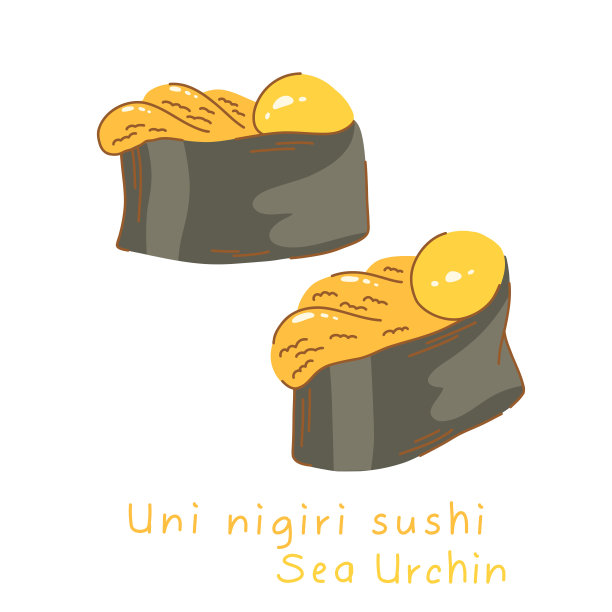 部分uni握寿司与海胆米饭侧视图和四分之三视图图片下载