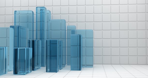 超现代的光背景与方扇区和立方体的玻璃，与反射，3d渲染图片下载