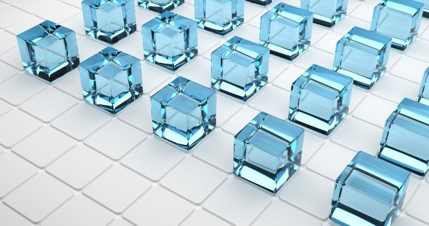 超现代的光背景与方扇区和立方体的玻璃，与反射，3d渲染图片下载