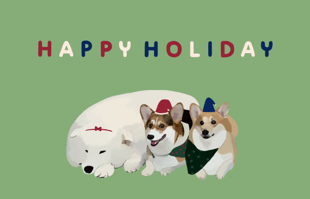 和狗狗们一起度过快乐的节日图片下载