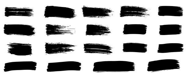 条纹刷黑色油漆，集垃圾设计元素。矢量图图片下载