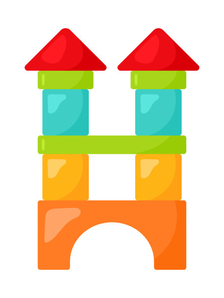 彩色积木儿童玩具图标矢量插图图片下载