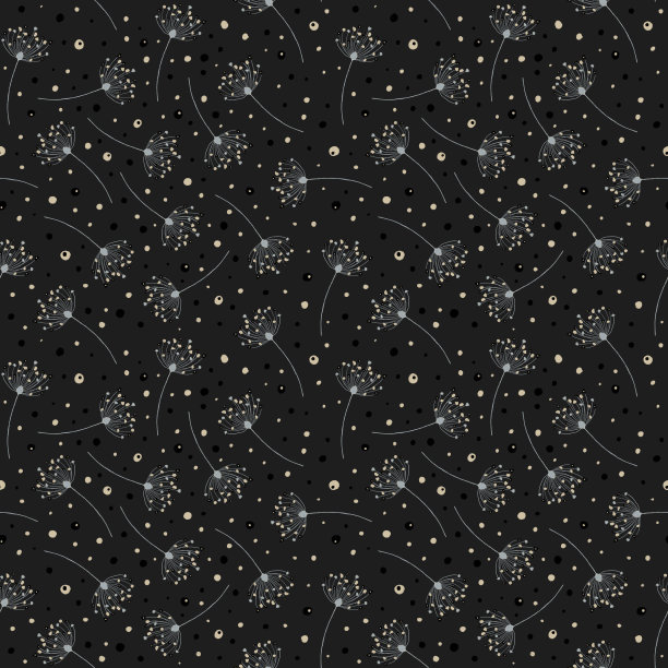 无缝花卉图案在单色。手绘蒲公英插图。礼品、纺织品、壁纸设计。图片下载