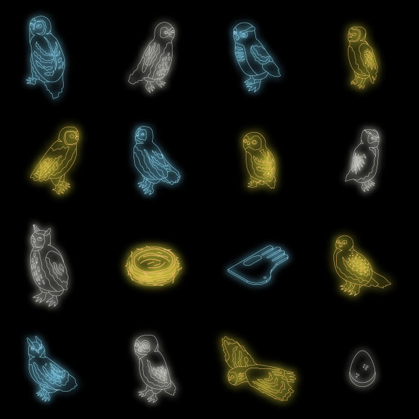 猫头鹰图标设置霓虹灯图片下载