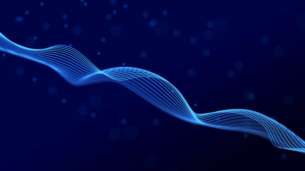 声音粒子的抽象波。音乐均衡器。信号传输。3 d渲染。图片下载