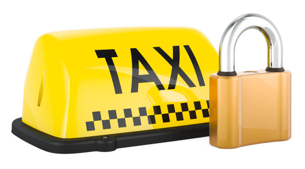 出租车挂锁招牌，3D渲染图片下载