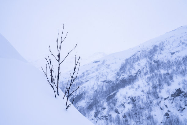 挪威特罗姆瑟冬季的山景图片下载