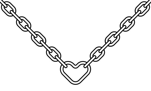 链和心脏轮廓插图图片下载