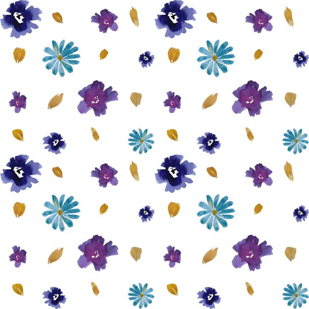 堇菜雏菊牡丹花瓣可爱图案水彩图片下载