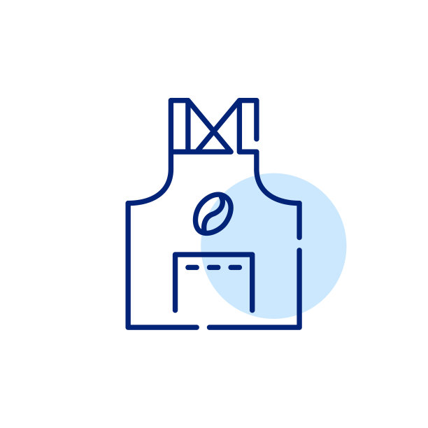 咖啡师围裙。咖啡店工人制服。像素完美，可编辑的笔画线图标图片下载